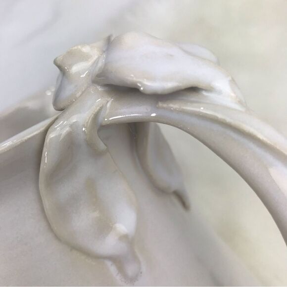 Studio Pottery Handmade Creamy White Ceramic Leaf and Stem Decorative Pitcher - Picture 12 of 16